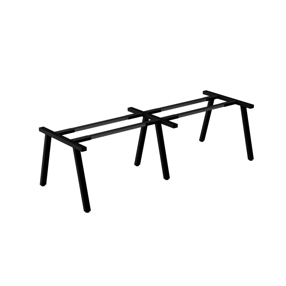AAVA A-shaped black metal conference table base with three leg frames, designed for long meeting tables.