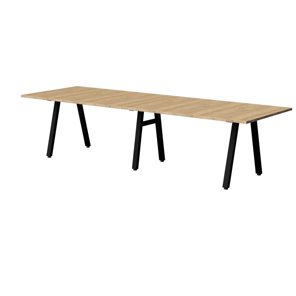 SELKA A-shape conference table base with oak tabletop